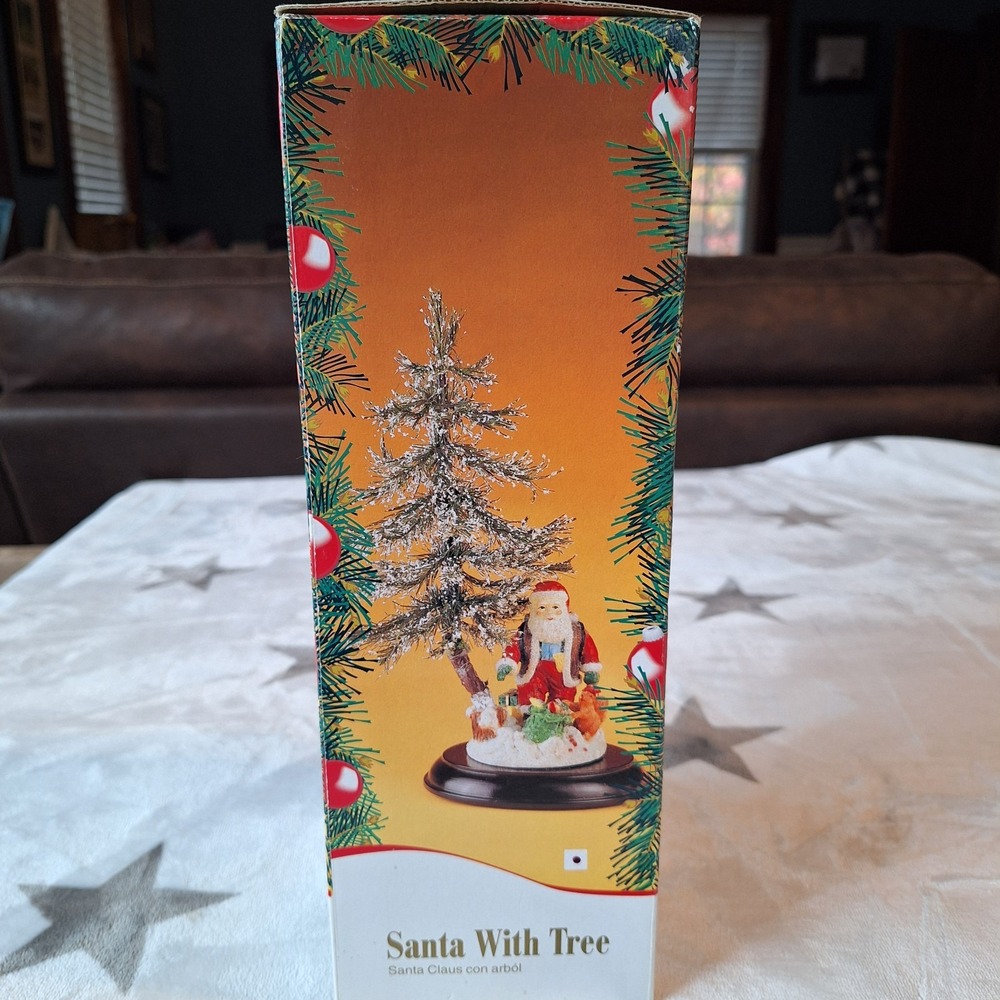 Vintage JC Penny Santa With Tree 13" Squirrel Nature Snow Covered New Old Stock